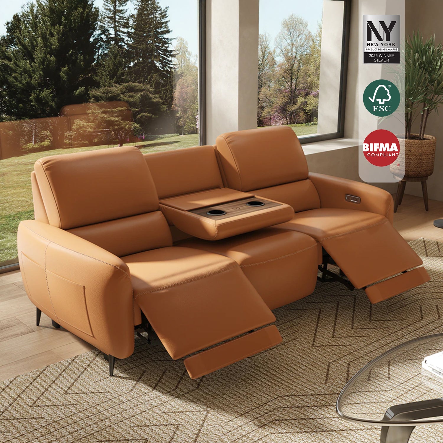 V,{Top-Grain Leather?3-Seat}