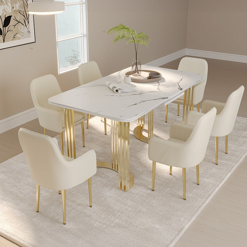 Eden Common Luxury 63" -78.7" Rectangle Extendable Self Storage Dining Room Tables Set with 6 Chairs