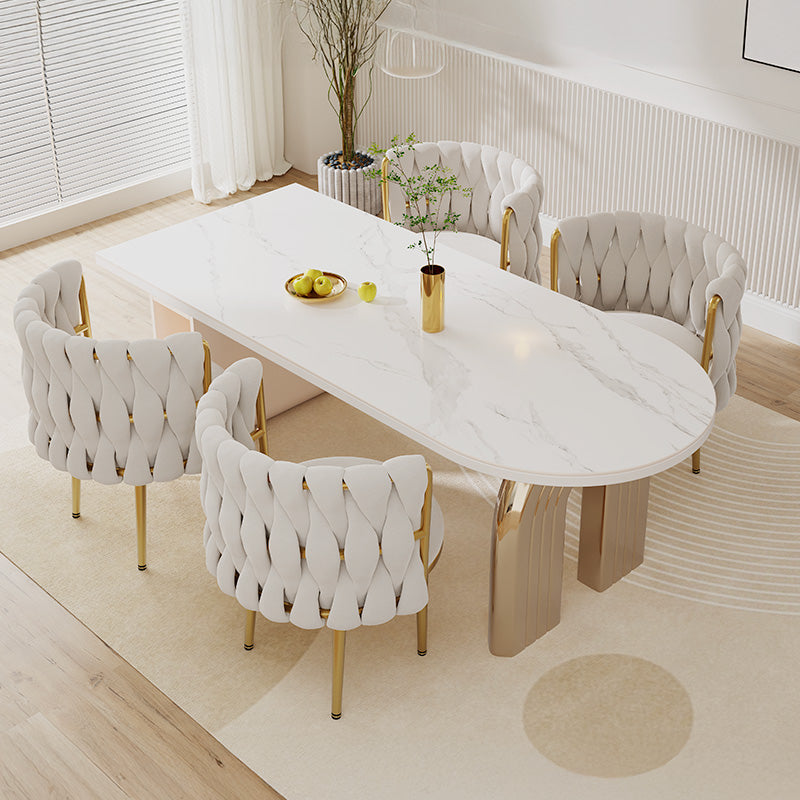 Eden Common Luxury Upholstered Dining Chair with Woven Padded Backrest (Set of 2)