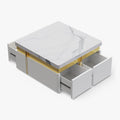 Sophie Common Luxury Small White Square Coffee Table with storage Drawers