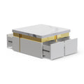 Sophie Common Luxury Small White Square Coffee Table with storage Drawers