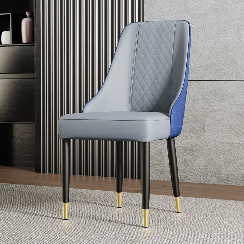 Thomas Modern Upholstered PU Leather Blue Gray Dining Chair Set 2