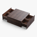 Miya Japandi Wood Square Coffee Table Desk with Storage Drawers for Small Spaces