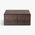 Miya Japandi Wood Square Coffee Table Desk with Storage Drawers for Small Spaces