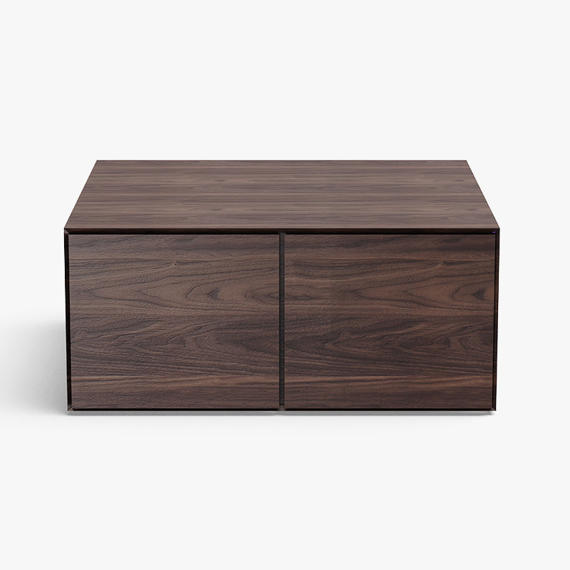 Miya Japandi Wood Square Coffee Table Desk with Storage Drawers for Small Spaces
