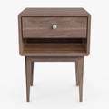 Miya Japandi Solid Wood Walnut Bedside Table with Storage