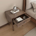 Miya Japandi Solid Wood Walnut Bedside Table with Storage