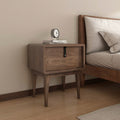Miya Japandi Solid Wood Walnut Bedside Table with Storage