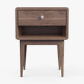Miya Japandi Solid Wood Walnut Bedside Table with Storage