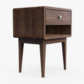 Miya Japandi Solid Wood Walnut Bedside Table with Storage