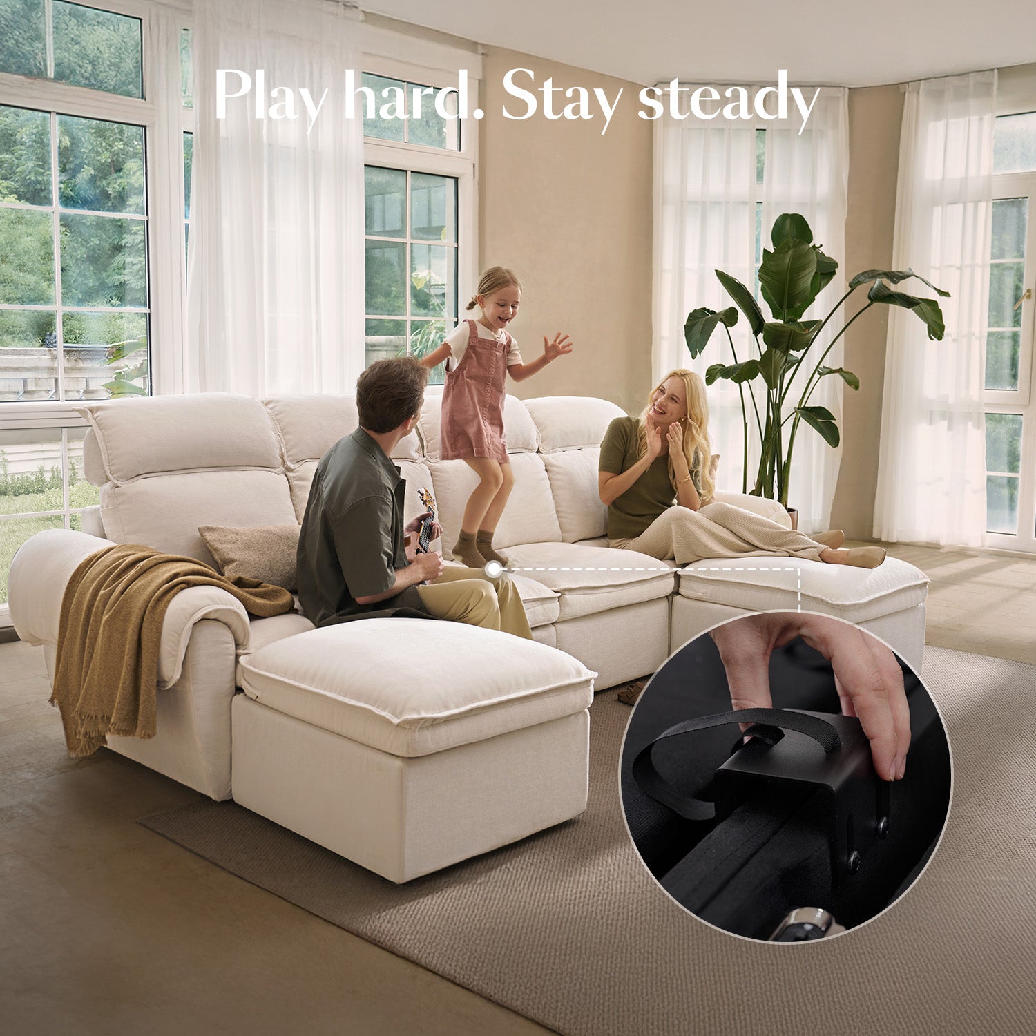 CloudCubo 3-Seat Modular Sectional with Power Recliner