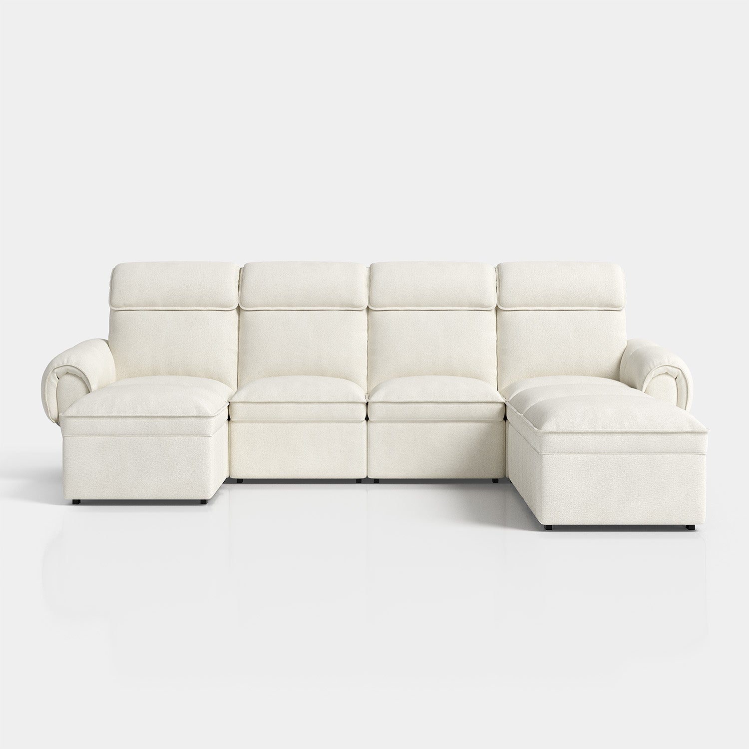 CloudCubo 7-Piece U-Shape Zero Wall Hugger Sectional Sectional