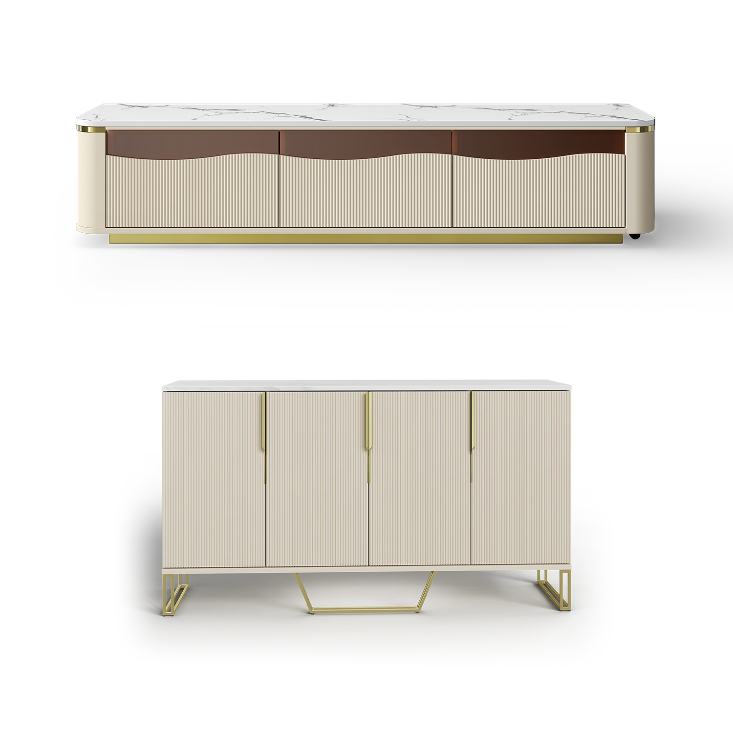 GlowStream Extendable TV Stand & Sideboard Set
