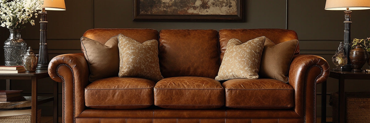 brown leather sofa