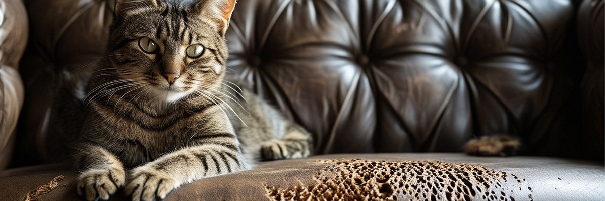 Cat Scratching on Leather Couch