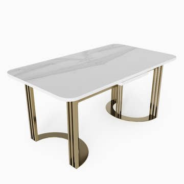 Eden Common Luxury Extendable 63 inch -78.7 inch White Rectangular Dining Table Set with 4 Chairs