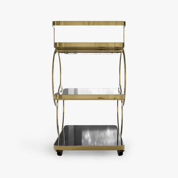 Eden Common Luxury Iron 3-Tier Coffee Rolling Gold Bar Cart with Handle & Wheels