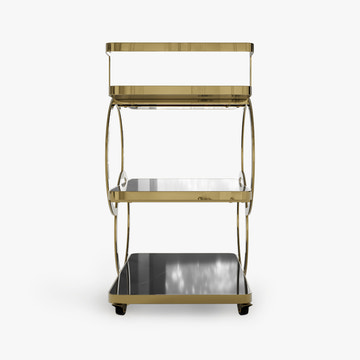 Eden Common Luxury Iron 3-Tier Coffee Rolling Gold Bar Cart with Handle & Wheels