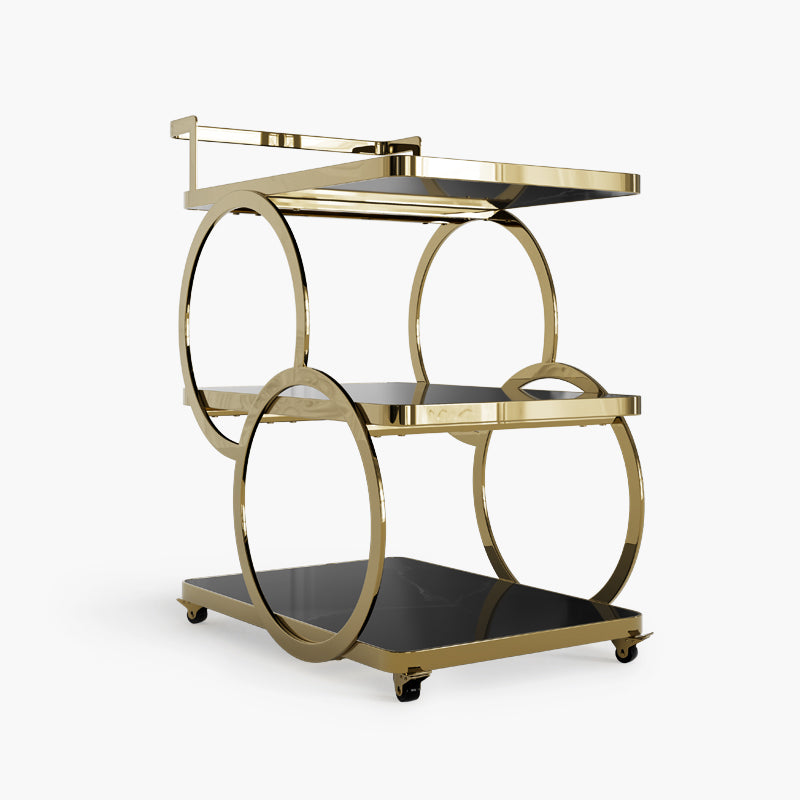 Eden Common Luxury 3-Tier Rolling Bar Cart with Handle