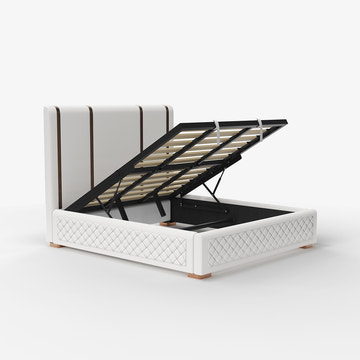 Cassandra Common Luxury PU Upholstered King Size Platform Bed Frame with Storage and Headboard