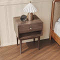 Miya Japandi Solid Wood Walnut Bedside Table with Storage