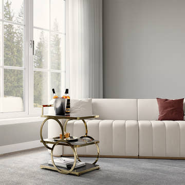 Eden Common Luxury Iron 3-Tier Coffee Rolling Gold Bar Cart with Handle & Wheels