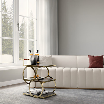 Eden Common Luxury Iron 3-Tier Coffee Rolling Gold Bar Cart with Handle & Wheels