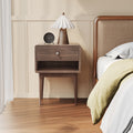 Miya Japandi Solid Wood Walnut Bedside Table with Storage