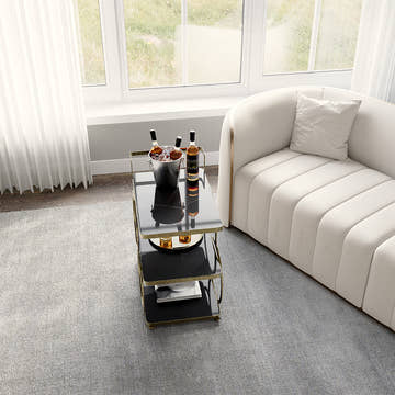 Eden Common Luxury Iron 3-Tier Coffee Rolling Gold Bar Cart with Handle & Wheels