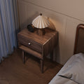 Miya Japandi Solid Wood Walnut Bedside Table with Storage