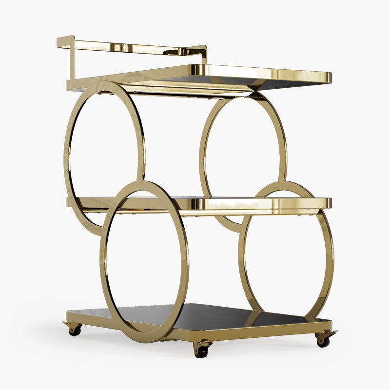 Eden Common Luxury 3-Tier Rolling Bar Cart with Handle