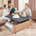 Lift-Top Coffee Table with Rounded Edges and Drawers