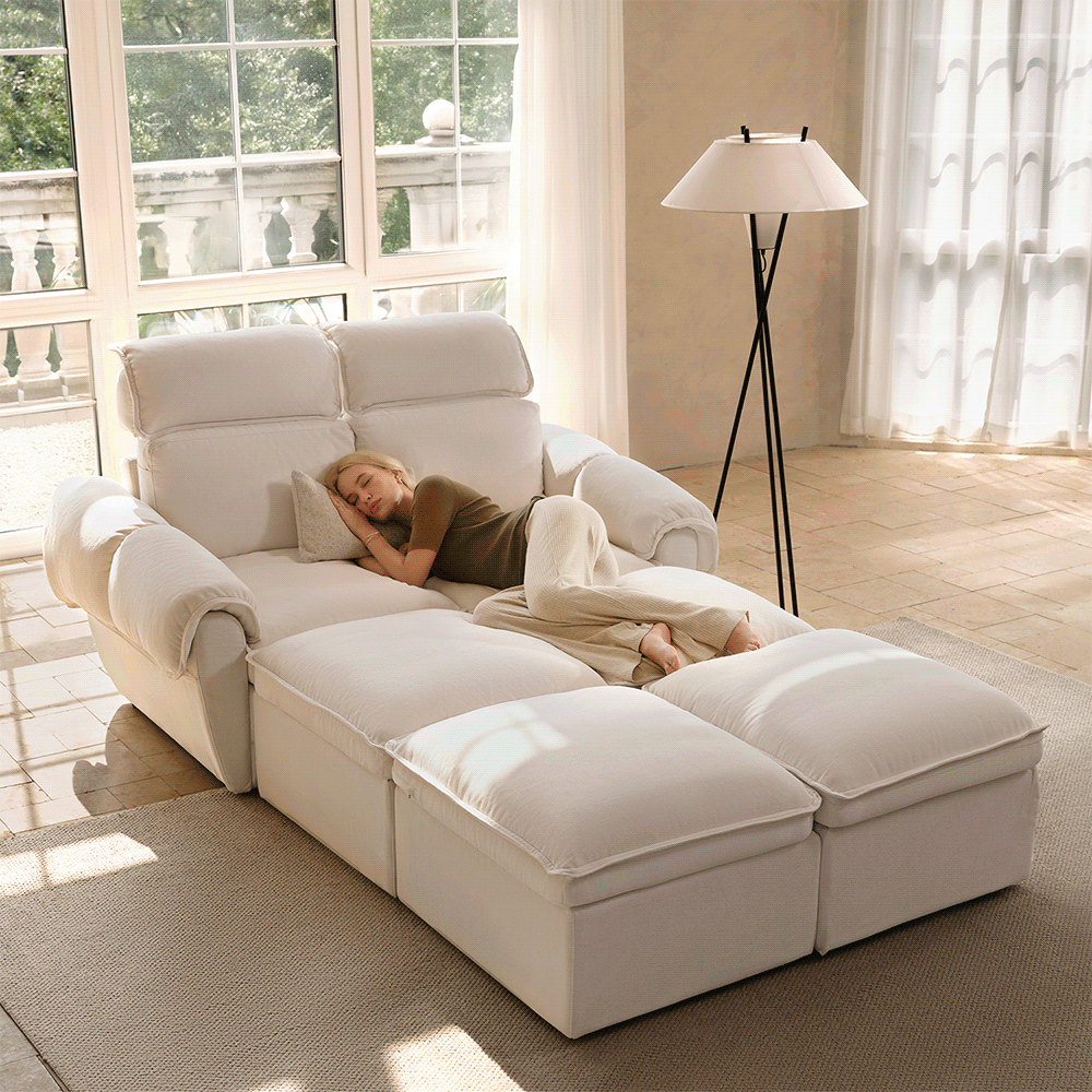 CloudCubo 4-Seat Modular Power Reclining Sectional with Ottoman