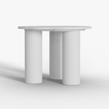 Kelly Nordic 39.4 Inch 3 Legs White Round Dining Table for Small Spaces