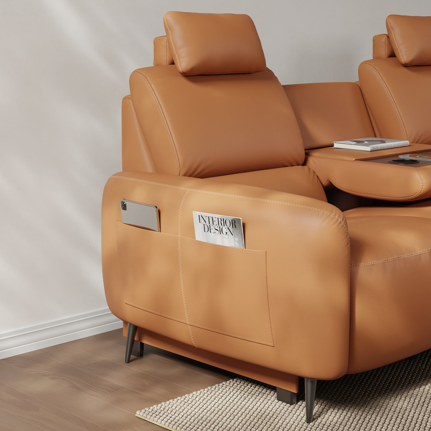 Aliving Home Massage Power Leather Reclining Sofa with Adjustable