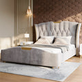 Sophie Common Luxury Tufted King Upholstered Wingback Bed with Headboard