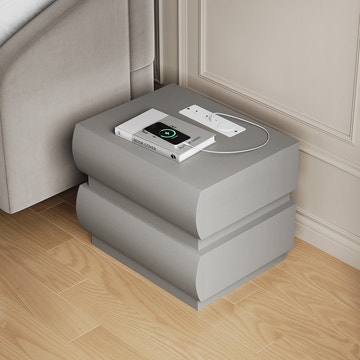 Kelly Nordic Smart Side Table Night Stand with Built-in Power Strip and Drawers