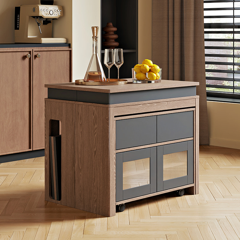 Wooden kitchen island with drawers