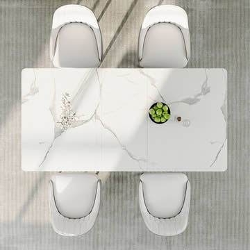 Thomas Modern Rectangular 55.2 Inch -70.9 Inch Extendable X Leg White Dining Table for 4-6 Seater