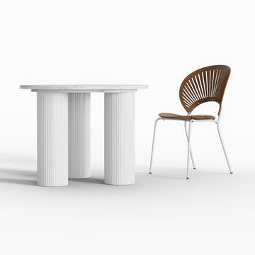 Kelly Nordic 39.4 Inch 3 Legs White Round Dining Table for Small Spaces