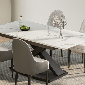 Thomas Modern Rectangular 55.2 Inch -70.9 Inch Extendable X Leg White Dining Table for 4-6 Seater