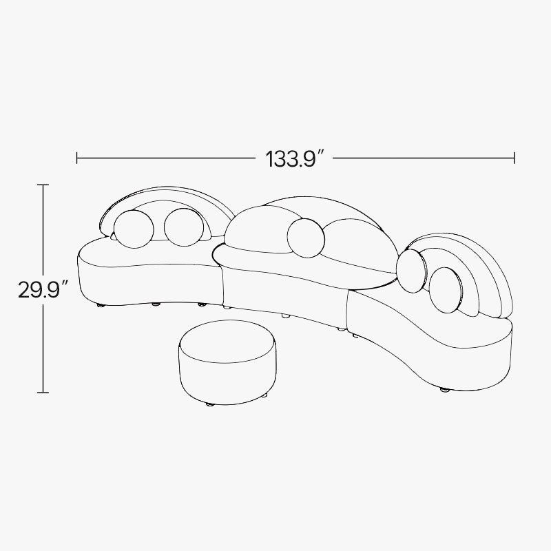 Elina Nordic 7-Seater Curved Sectional Sofa