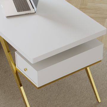 Sophie Common Luxury White Office Desk with Charging Station & Storage