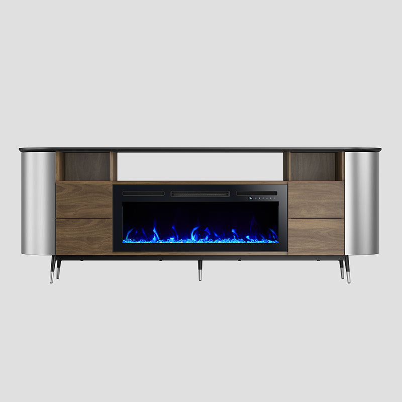 76.8" TV Stand with Electric Fireplace and Drawers