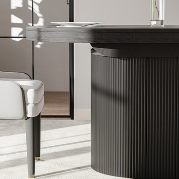 George Modern Black Oval & Round 43.3-55.2 Inch Extendable Small Butterfly Leaf Dining Table Set with 4 Chairs for 4