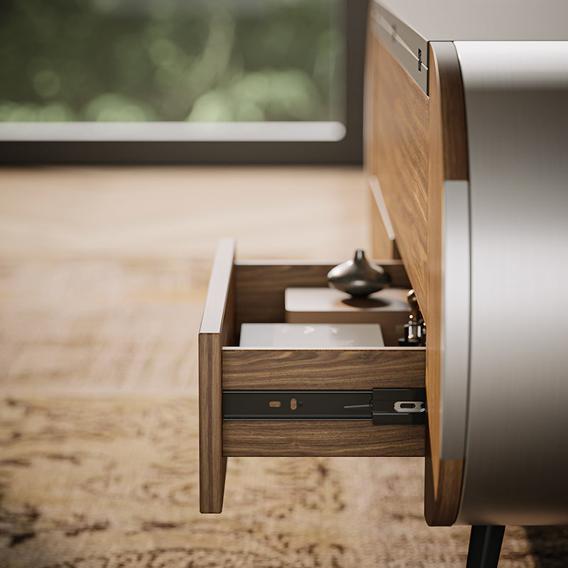 Lift-Top Coffee Table with Rounded Edges and Drawers