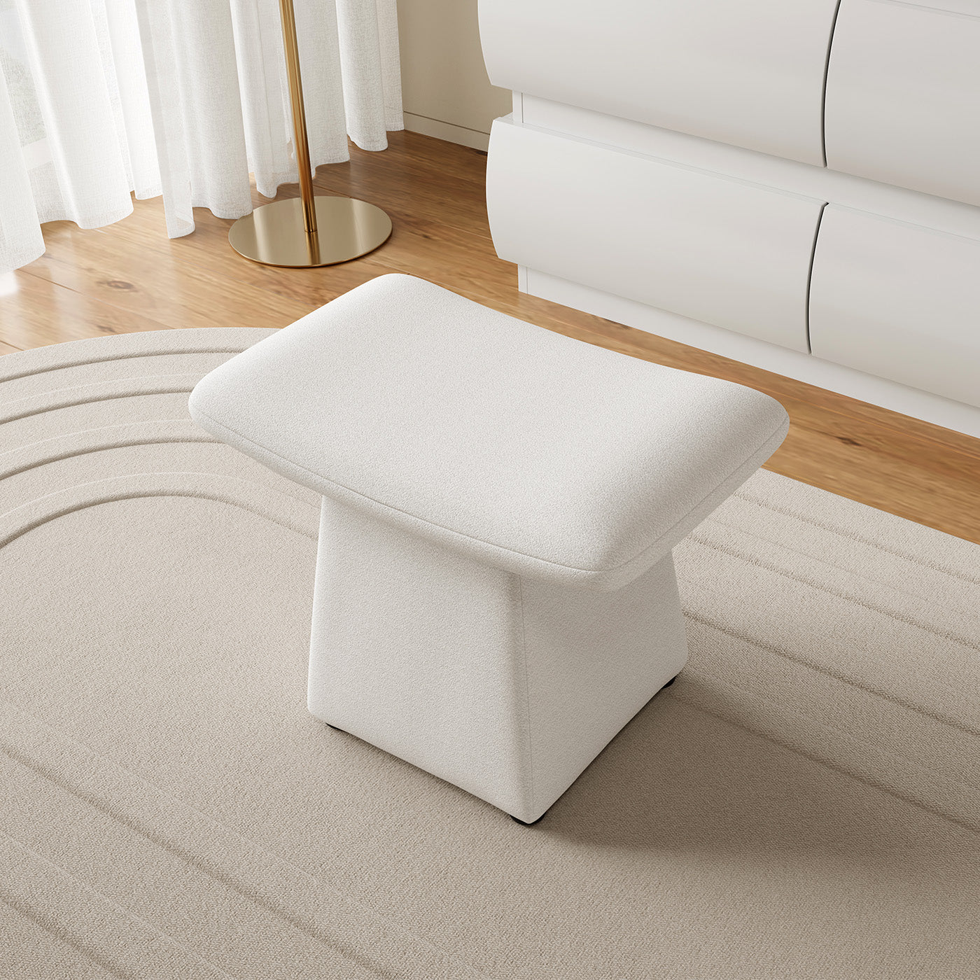 Elina Nordic Living Room Saddle Stool with Sherpa Fabric