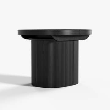 George Modern Black Oval & Round 43.3-55.2 Inch Extendable Small Butterfly Leaf Dining Table Set with 4 Chairs for 4