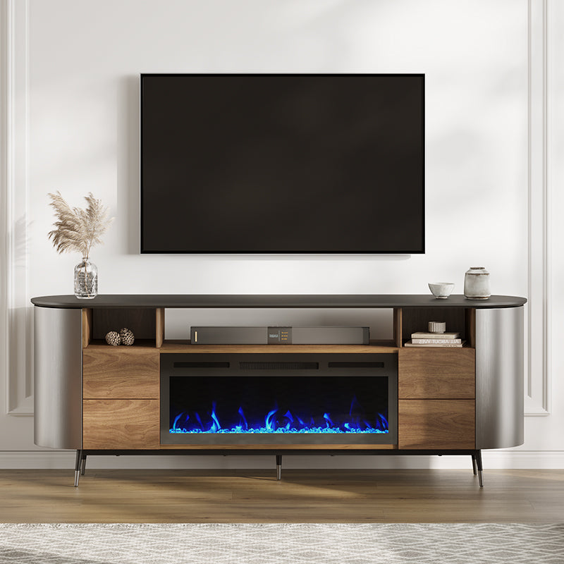 76.8" TV Stand with Electric Fireplace and Drawers