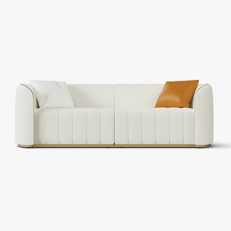 Sophie Common Luxury Off White 3 Seater Leather Couch with Gold Legs